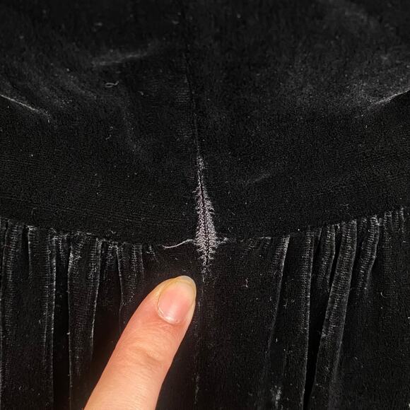 Vtg 80s Joanie Char Black Velvet Basque Waist Gothic Midi Dress SZ 8 - Picture 10 of 10